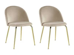 Set Van 2 Stoelen Melbourne - Fluweel En Goudkleurig Metaal - Beige-Vente-unique Outlet