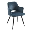 Set Van 2 Stoelen Met Armleuningen Van Stof En Zwart Metaal - Blauw - Kadija-Vente-unique New