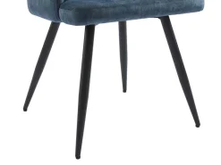 Set Van 2 Stoelen Met Armleuningen Van Stof En Zwart Metaal - Blauw - Kadija-Vente-unique New