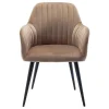Set Van 2 Stoelen Met Armleuningen Eleana - Fluweel En Zwart Metaal - Beige-Vente-unique Online