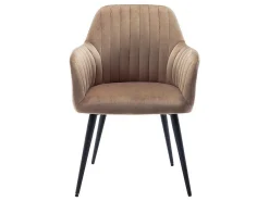 Set Van 2 Stoelen Met Armleuningen Eleana - Fluweel En Zwart Metaal - Beige-Vente-unique Online