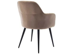 Set Van 2 Stoelen Met Armleuningen Eleana - Fluweel En Zwart Metaal - Beige-Vente-unique Online