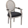 Set Van 2 Stoelen Met Armleuningen - Riet, Stof En Heveahout - Zwart - Antoinette-Vente-unique Discount