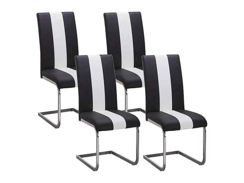 Set Van 4 Stoelen Trinity Van Kunstleer - Zwart En Wit - Van Pascal Morabito-Vente-unique Best