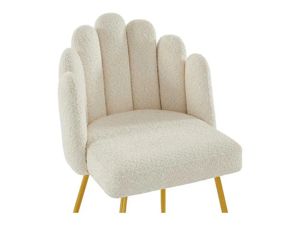 Set Van 2 Stoelen Van Bouclestof En Goudkleurig Metaal - Cremewit - Altinam Van-PASCAL MORABITO Discount