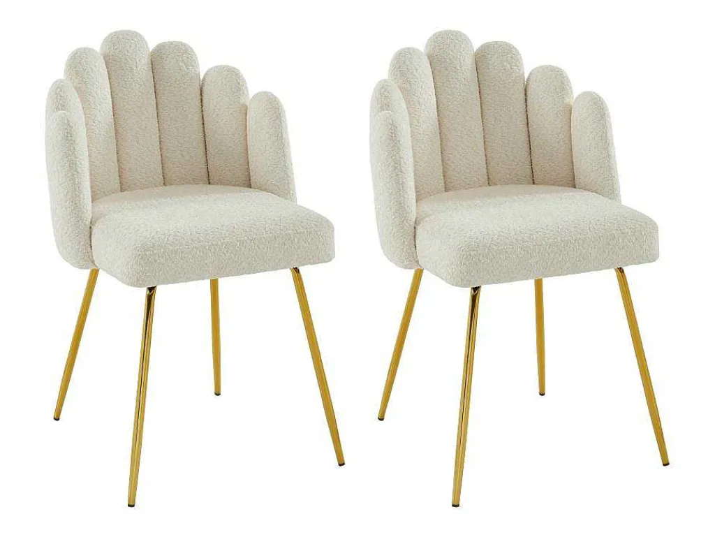 Set Van 2 Stoelen Van Bouclestof En Goudkleurig Metaal - Cremewit - Altinam Van-PASCAL MORABITO Discount