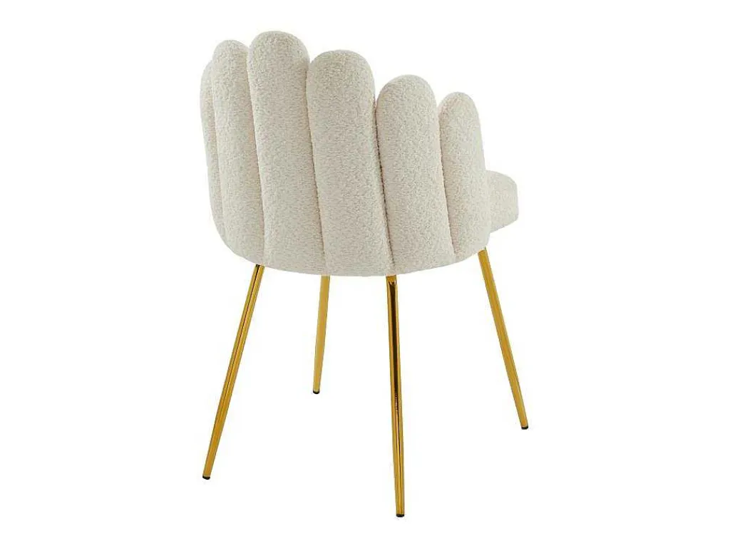 Set Van 2 Stoelen Van Bouclestof En Goudkleurig Metaal - Cremewit - Altinam Van-PASCAL MORABITO Discount