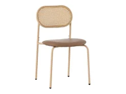 Set Van 4 Stoelen Van Kunstleer En Rotan - Metalen Poten - Bruin-ModernLuxe Sale