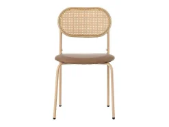 Set Van 4 Stoelen Van Kunstleer En Rotan - Metalen Poten - Bruin-ModernLuxe Sale
