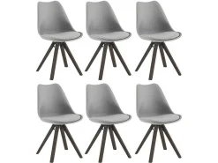 Set Van 6 Stoelen Van Polypropyleen En Beuken - Grijs En Donker Naturel - Serani-Vente-unique Online