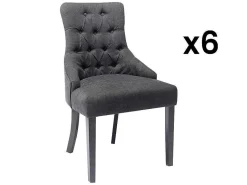 Set Van 6 Stoelen Van Stof En Heveahout - Grijs - Mervia-Vente-unique Clearance