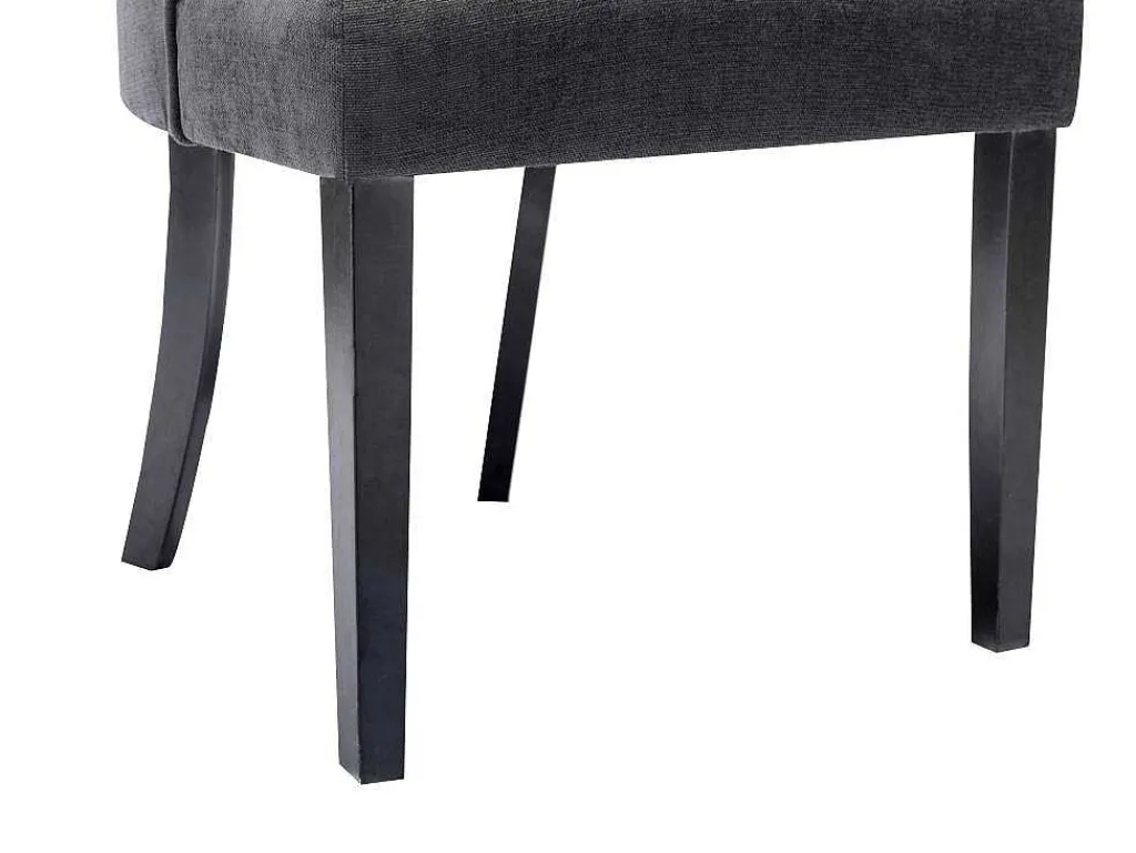 Set Van 6 Stoelen Van Stof En Heveahout - Grijs - Mervia-Vente-unique Clearance