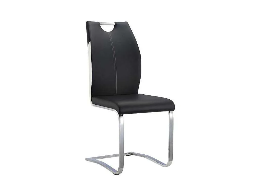 Set Van 4 Stoelen Winch - Zwart / Wit Kunstleer - Poten Van Chroom Metaal-Vente-unique Clearance