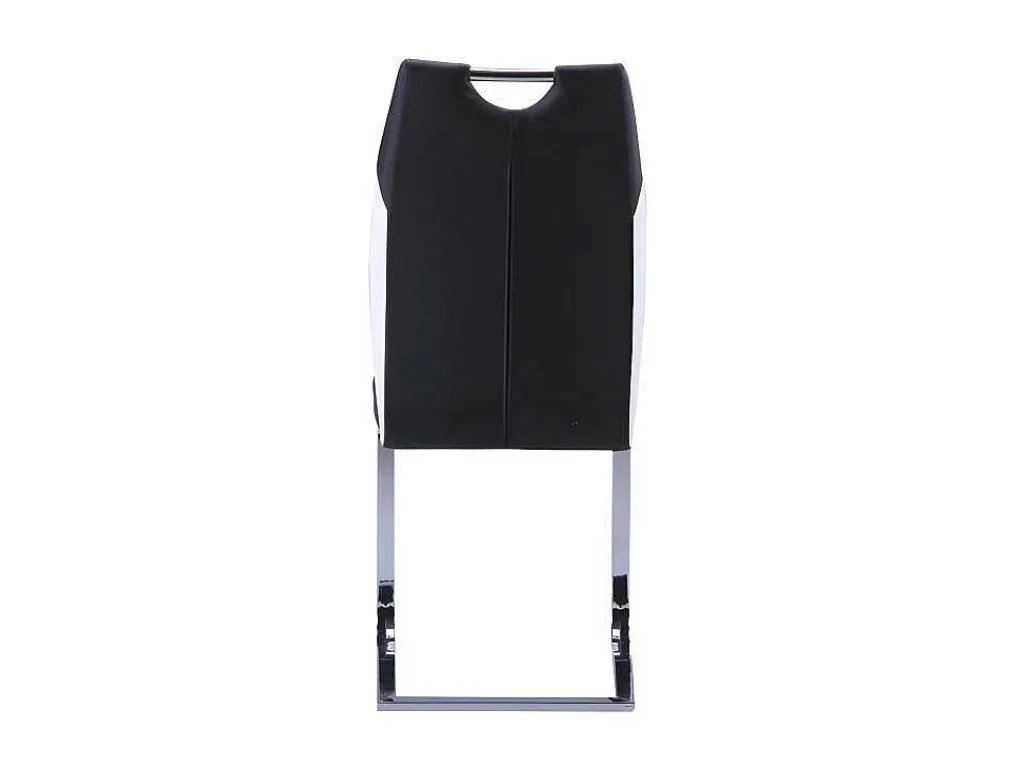 Set Van 4 Stoelen Winch - Zwart / Wit Kunstleer - Poten Van Chroom Metaal-Vente-unique Clearance