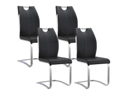 Set Van 4 Stoelen Winch - Zwart / Wit Kunstleer - Poten Van Chroom Metaal-Vente-unique Clearance