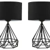 Set Van 2 Tafellampen Van Metaal Met Stoffen Kap - Zwart - H41 Cm - Anaia-OZAIA Hot