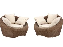 Set Van 2 Tuinstoelen Van Karamelkleurig Gevlochten Hars - Whiteheaven-MYLIA Outlet