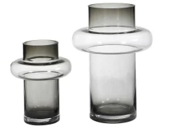 Set Van 2 Vazen Van Getint Glas - D25 X H30 Cm - Glas - Gerookt Grijs - Valoit-OZAIA New