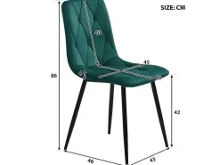 Set Van 4 Velvet Stoelen - Metalen Structuur - Ruitpatroon - Groen-ModernLuxe Online