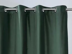 Set Van 2 Verduisterende Gordijnen Van Velours - L135 X H250 Cm - Groen Met Zilverkleurige Ogen - Darrel-OZAIA Clearance