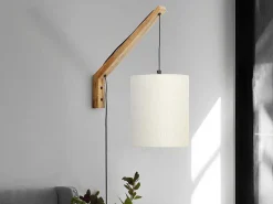 Set Van 2 Wandlampen Met Scandinavische Stijl - D35 X H48 Cm - Hout En Stof - Naturel En Beige - Paliana-OZAIA Clearance