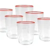 Set Van 6 Waterglazen Met Oranje Rand - 31,5 Cl - D. 8 X H. 9,5 Cm - Azuran-OZAIA Discount