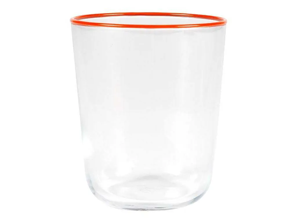 Set Van 6 Waterglazen Met Oranje Rand - 31,5 Cl - D. 8 X H. 9,5 Cm - Azuran-OZAIA Discount