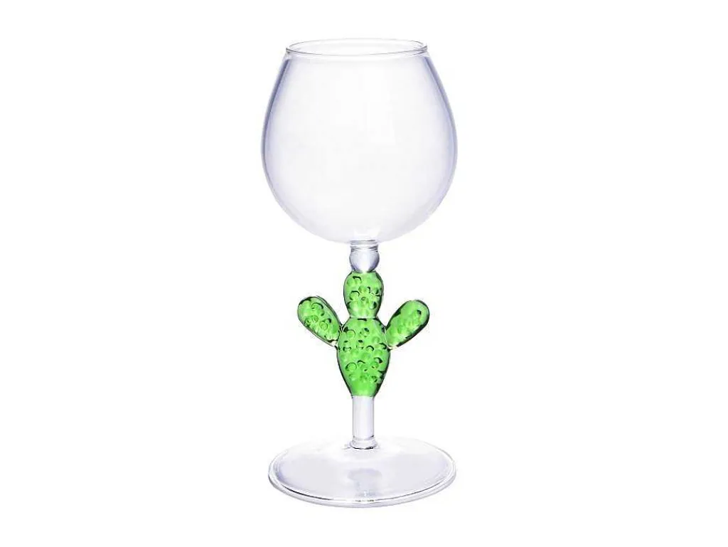 Set Van 4 Wijnglazen Met Cactusvoet - Transparant En Groen - O8,5 X H19,5 Cm - Gellif-OZAIA Best
