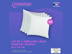 Set Van 4 Zachte Hoofdkussens 60 X 60 Cm - 400 Gr - Wit - Torivia-DREAMEA Hot