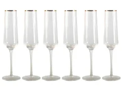 Set Van Geribbelde Champagneglazen Art-Decostijl Celebration - 7 X 7 X 26 Cm - Gouden Rand-OZAIA Hot