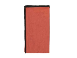 Set Van Tafellaken + 4 Servetten Van Linnen En Katoen - Zwarte Rand - Terracotta - 170 X 250 Cm - Borina-OZAIA Hot
