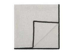 Set Van Tafellaken + 4 Servetten Van Linnen En Katoen - Zwarte Rand - Taupegrijs - 170 X 170 Cm - Borina-OZAIA Sale