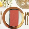 Set Van Tafellaken + 4 Servetten Van Linnen En Katoen - Zwarte Rand - Terracotta - 170 X 170 Cm - Borina-OZAIA Hot