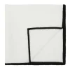 Set Van Tafellaken + 4 Servetten Van Linnen En Katoen - Zwarte Rand - Wit- 170 X 250 Cm - Borina-OZAIA Online