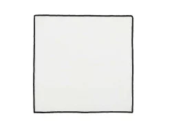 Set Van Tafellaken + 4 Servetten Van Linnen En Katoen - Zwarte Rand - Wit- 170 X 250 Cm - Borina-OZAIA Online