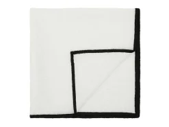 Set Van Tafellaken + 4 Servetten Van Linnen En Katoen - Zwarte Rand - Wit - 170 X 300 Cm - Borina-OZAIA Online