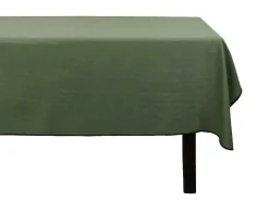 Set Van Tafellaken + 4 Servetten Van Linnen En Katoen - Zwarte Rand - Kaki - 170 X 300 Cm - Borina-OZAIA