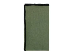 Set Van Tafellaken + 4 Servetten Van Linnen En Katoen - Zwarte Rand - Kaki - 170 X 300 Cm - Borina-OZAIA