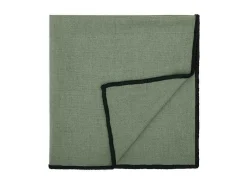 Set Van Tafellaken + 4 Servetten Van Linnen En Katoen - Zwarte Rand - Kaki - 170 X 300 Cm - Borina-OZAIA