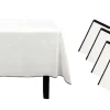 Set Van Tafellaken + 4 Servetten Van Linnen En Katoen - Zwarte Rand - Wit- 170 X 170 Cm - Borina-OZAIA Hot