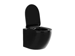 Set Voor Hang-Wc Met Decoratief Voorwandsysteem - Glanzend Zwart - Javoine-Vente-unique Clearance