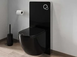 Set Voor Hang-Wc Met Decoratief Voorwandsysteem - Glanzend Zwart - Javoine-Vente-unique Clearance
