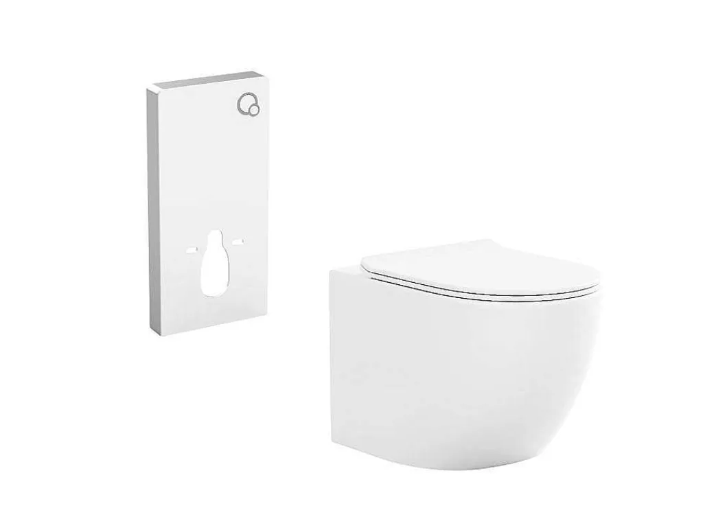 Set Voor Hang-Wc Met Decoratief Voorwandsysteem - Glanzend Wit - Javoine-Vente-unique Discount