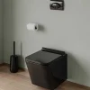 Set Voor Hang-Wc Van Glanzend Zwart Keramiek Met Voorwandsysteem En Ovalen Bedieningsplaat - Clemona-Vente-unique Online