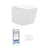 Set Voor Witte Hang-Wc Met Voorwandsysteem En Chroomkleurige Ovalen Bedieningsplaat - Clemona-Vente-unique Sale