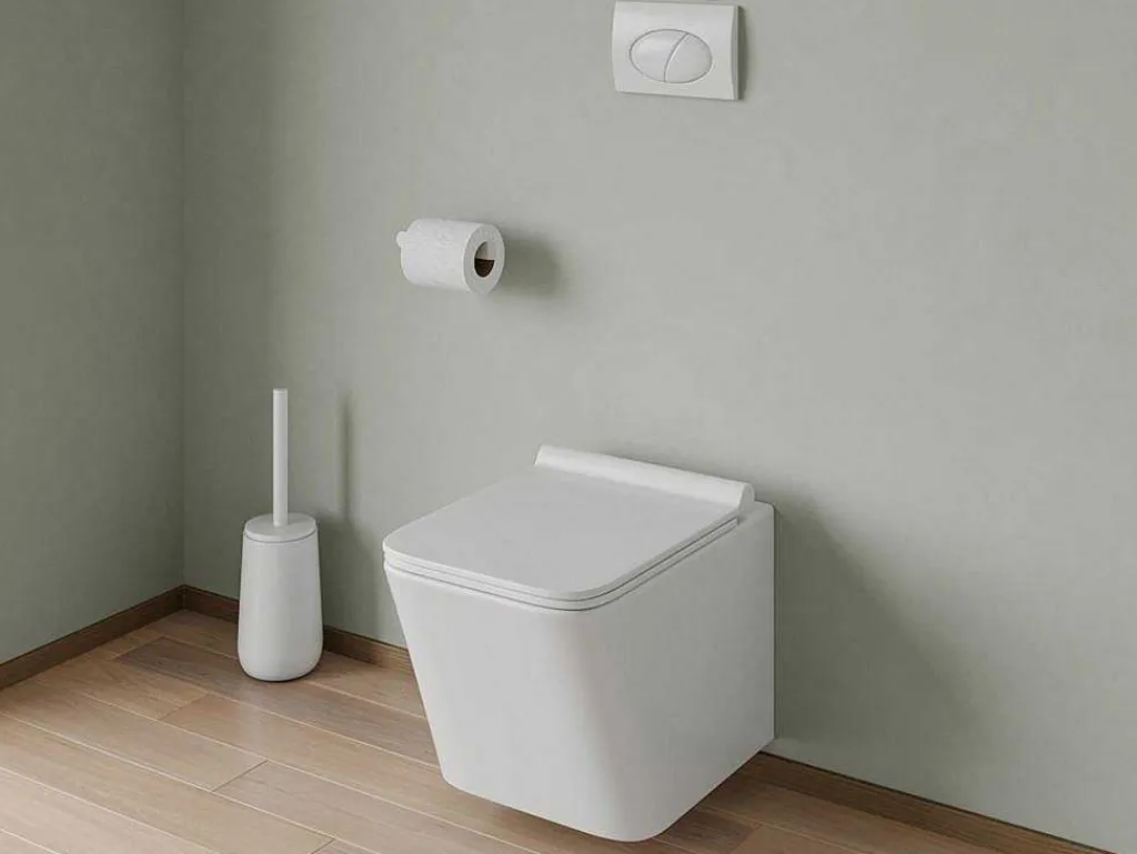 Set Voor Witte Hang-Wc Met Voorwandsysteem En Chroomkleurige Ovalen Bedieningsplaat - Clemona-Vente-unique Sale