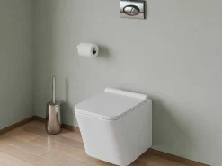 Set Voor Witte Hang-Wc Met Voorwandsysteem En Chroomkleurige Ovalen Bedieningsplaat - Clemona-Vente-unique