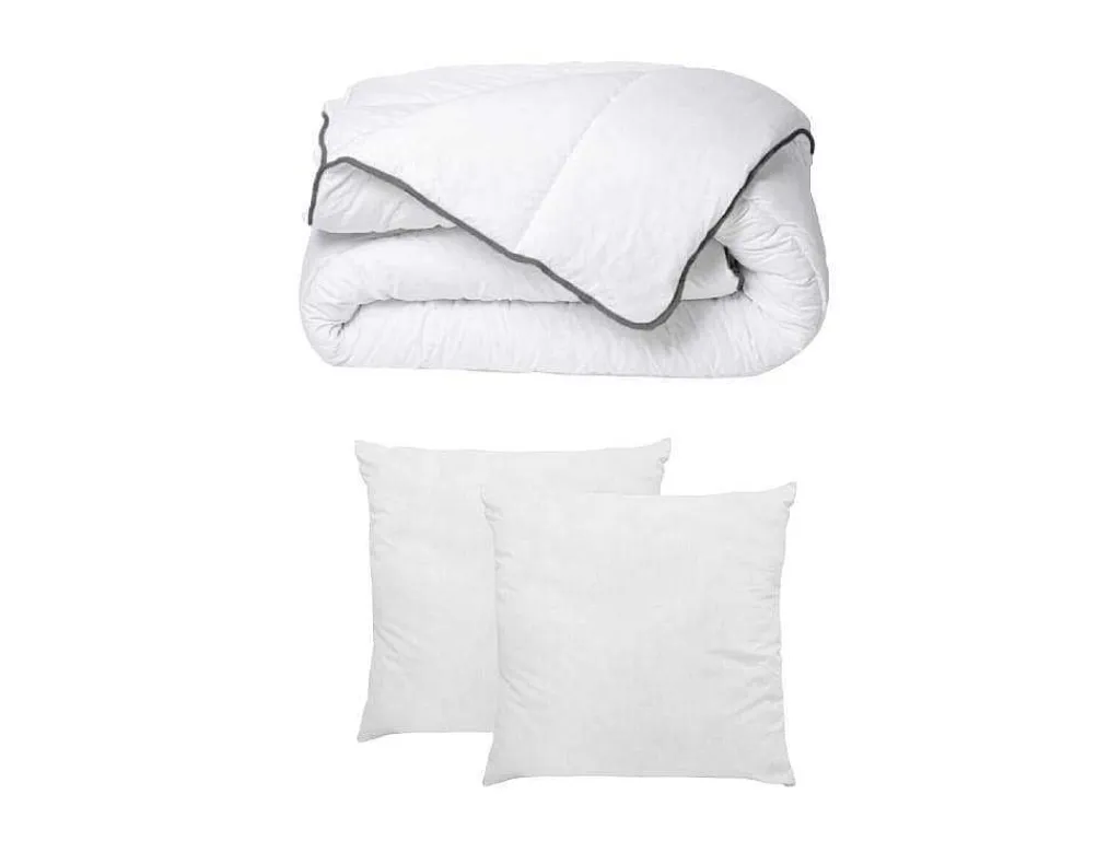 Set Zijdezacht Dekbed 220 X 240 Cm + 2 Hoofdkussens 60 X 60 Cm - Wit - Biesya-DREAMEA Clearance