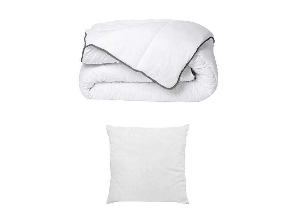 Set Zijdezacht Dekbed 140 X 200 Cm + 1 Hoofdkussens 60 X 60 Cm - Wit - Biesya-DREAMEA Hot