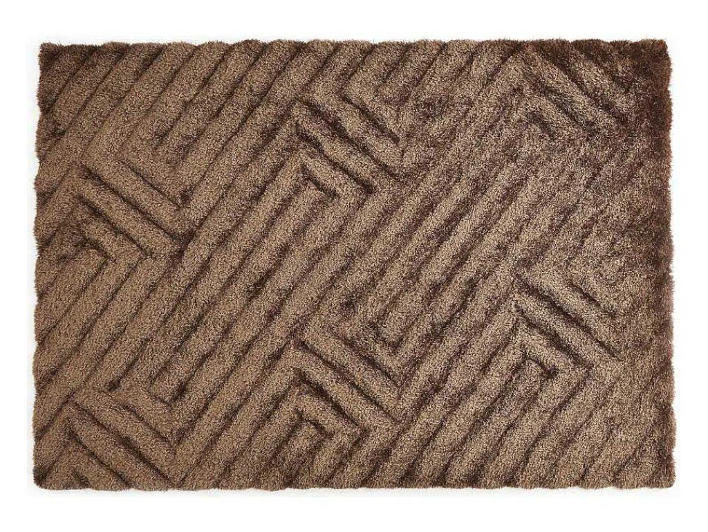 Shaggy Hoogpolig Vloerkleed In Relief - 160 X 230 Cm - Donkerbruin - Maze-OZAIA Best